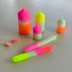 Pink Stories Neon Dip Dye Pillar Candle