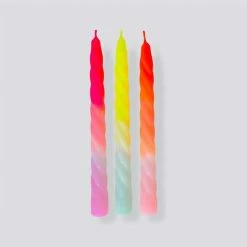 Pink Stories Tall Twisted Dye Neon Candles Shades Of Fruit Salad