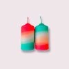 Pink Stories Dip Dye Neon Pillar Candles - Set Of Two - Watermelon Waves