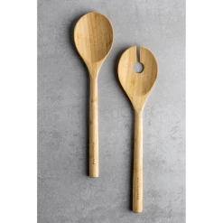 Kitchen Craft Kitchenaid 30cm Long Bamboo Salad Servers, Fork And Spoon