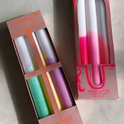 Pink Stories Dip Dye Neon Glitter Candles