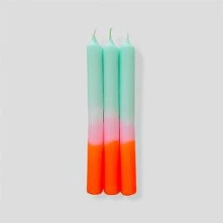 Pink Stories Neon Dip Dyed Taper Candles Spring Sorbet