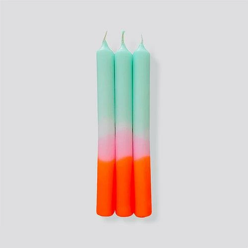 Pink Stories Neon Dip Dyed Taper Candles Spring Sorbet 3 Pink Stories Neon Dip Dyed Taper Candles Spring Sorbet