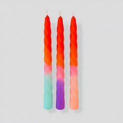 Pink Stories Candles Twist Dip Dye Neon Ice Cream Orange Set Of 3
