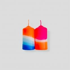 Pink Stories Dip Dye Neon Pillar Candles