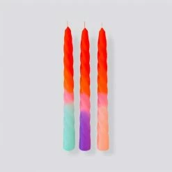 Pink Stories Tall Twisted Dye Neon Candles Ice Cream Orange