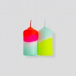 Pink Stories Candles Dip Dye Neon Rainbow Wings Set Of 2