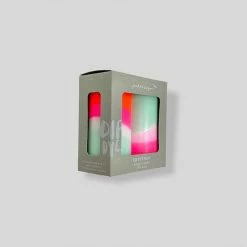 Pink Stories Candle Dip Dye Neon Peppermint Cherries Set of 2