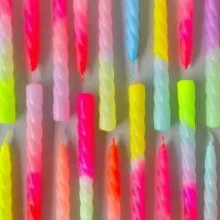 Pink Stories Candles Twist Dip Dye Neon Ice Cream Orange Set Of 3