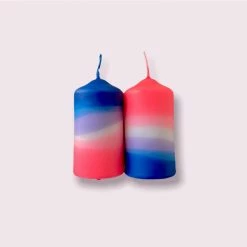 Pink Stories Dip Dye Neon Pillar Candles - Set Of Two - Floating Water