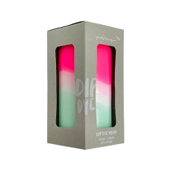 Pink Stories Dip Dye Neon Peppermint Tower Candle