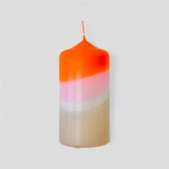 Pink Stories Dip Dyed Pillar Candles Papaya Rock