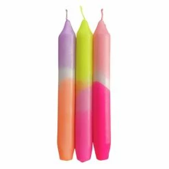 Pink Stories Summer Breeze Neon Dip Dye Dinner Candles