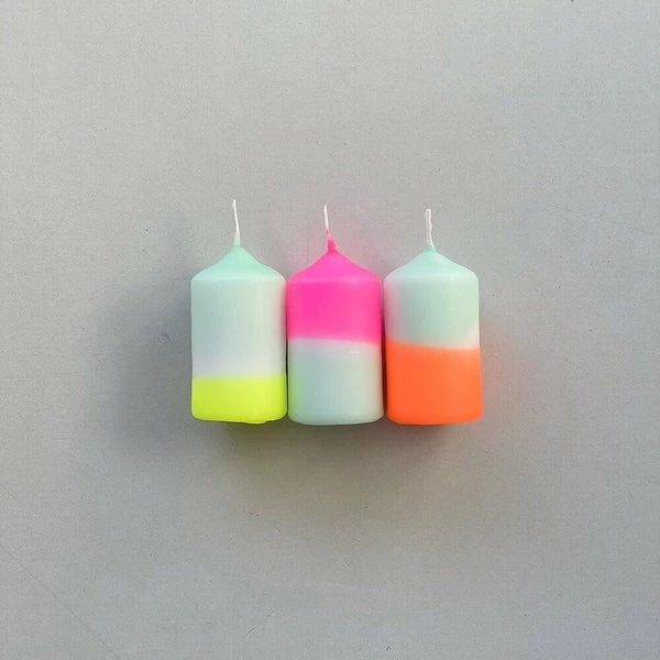 Pink Stories Dip Dye Neon Pillar Candles 3 Pink Stories Dip Dye Neon Pillar Candles