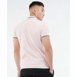 Barbour International Essential Tipped Polo Shirt Pink MML0975PI33