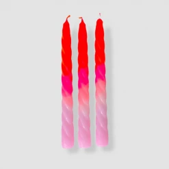 Pink Stories Tall Twisted Dye Neon Candles | Shades Of Melon