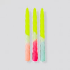 Pink Stories Tall Twisted Dye Neon Candles | Ice Cream Yellow