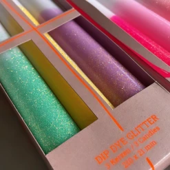 Pink Stories Dip Dye Neon Glitter Candles