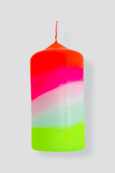 Pink Stories Dip Dye Neon Lollipop Lighthouse Pillar Candle 3 Pink Stories Dip Dye Neon Lollipop Lighthouse Pillar Candle