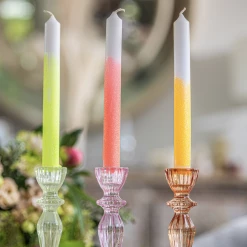 Pink Stories Dip Dye Glitter Neon Dinner Candles