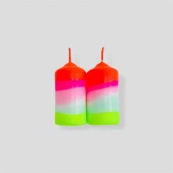 Pink Stories Dip Dye Neon Pillar Candles 10 Pink Stories Dip Dye Neon Pillar Candles