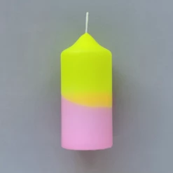 Pink Stories Neon Dip Dye Pillar Candle