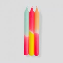 Pink Stories Candles Dip Dye Neon Sunshine Club Set Of 3