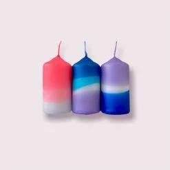Pink Stories Dip Dye Neon Pillar Candles - Set Of Three - Sea Views
