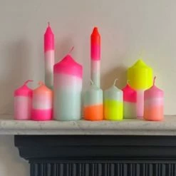 Pink Stories Dip Dye Neon Pillar Candles