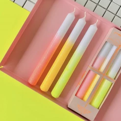 Pink Stories Dip Dye Glitter Neon Dinner Candles
