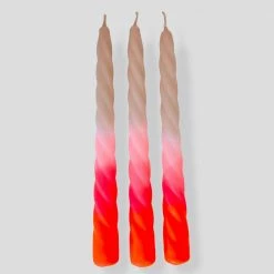 Pink Stories Twisted Dinner Candle Trio - Pomegranate