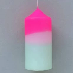 Pink Stories Dip Dye Neon Pillar Candles