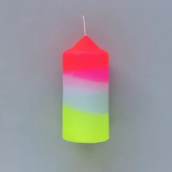 Pink Stories Neon Dip Dye Pillar Candle - Lollipop Lighthouse