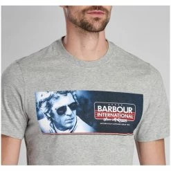 Barbour International Grey Steve McQueen Pinstripe Tee