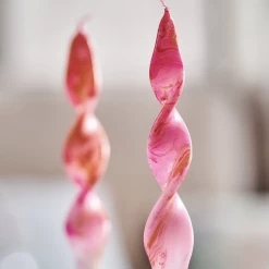 Pink Stories Dip Dye Marble Pink And Gold Curly Dinner Candles 8 Pink Stories Dip Dye Marble Pink And Gold Curly Dinner Candles
