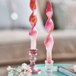 Pink Stories Dip Dye Marble Pink And Gold Curly Dinner Candles 9 Pink Stories Dip Dye Marble Pink And Gold Curly Dinner Candles