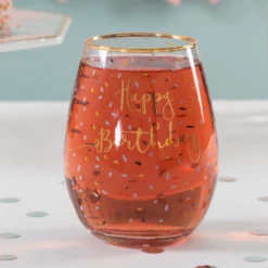 Kitchen Craft Happy Birthday Stemless Wine Glass