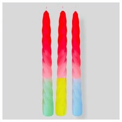 Pink Stories Twisted Dinner Candle Trio - Ice Cream Blue