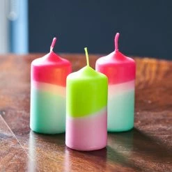 Pink Stories Dip Dye Neon Pillar Candles