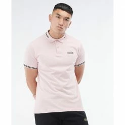 Barbour International Essential Tipped Polo Shirt Pink MML0975PI33
