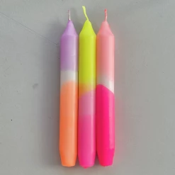 Pink Stories Summer Breeze Neon Dip Dye Dinner Candles