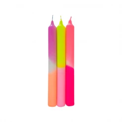 Pink Stories Neon Dip Dye Dining Candles Trio - Summer Breeze