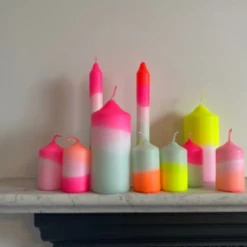 Pink Stories Vanilla Sky Neon Dip Dye Pillar Candle