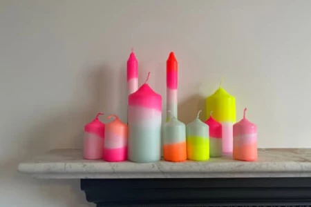 Pink Stories Vanilla Sky Neon Dip Dye Pillar Candle 4 Pink Stories Vanilla Sky Neon Dip Dye Pillar Candle