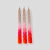 Pink Stories Dip Dye Twisted Candles Pack of 3 : Shades of Pomegranate