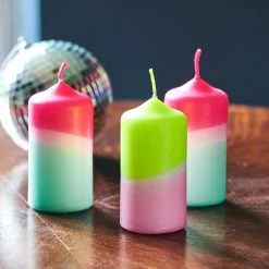 Pink Stories Dip Dye Neon Pillar Candles