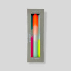 Pink Stories Neon Dip Dye Dining Candles Trio Rainbow Kisses